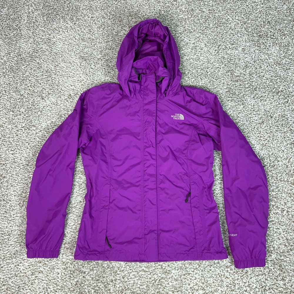 North Face Rain Jacket Womens Small Purple Hiking HyVent Waterproof Hooded Gorp